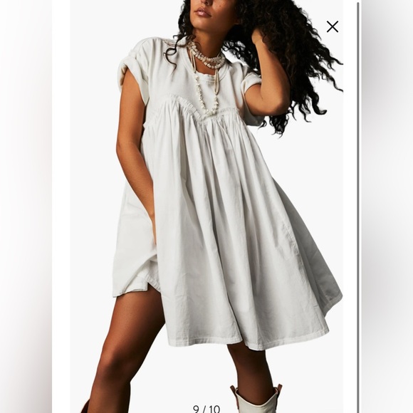 Free People NWT Catalina Smocked Round Collar Mini Dress Ivory Size Small - Picture 2 of 9